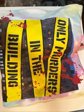 Gildan Yellow Crime Tape Graphic Throw Pillow Cover with Red Splatter